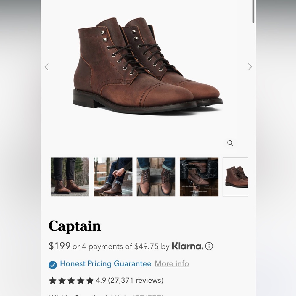 Thursday Captain Boot Arizona Adobe Size 12.5